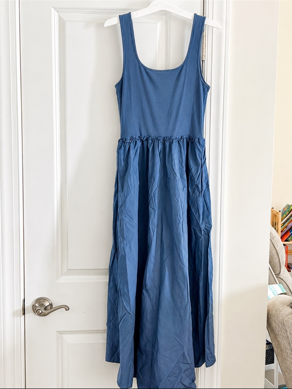 A New Day Slate Blue Midi Tank Dress Ribbed Flowy Size X-Small - Picture 3 of 5